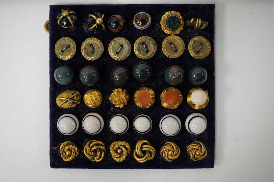 A good collection of assorted late Victorian/Edwardian buttons and dress studs;, Condition - good